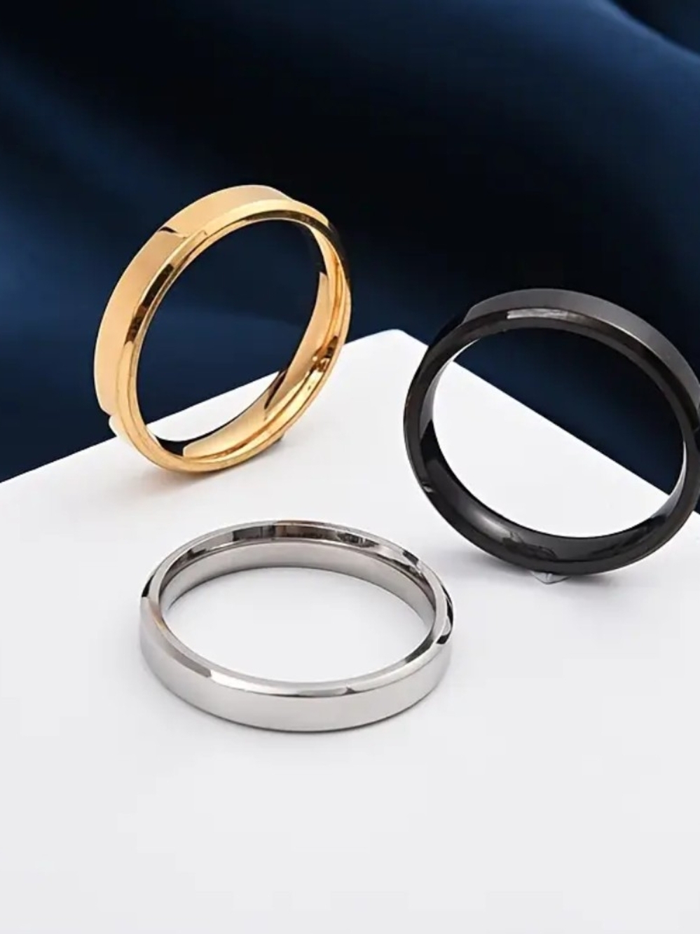 18 KT Gold Over Titanium Stackable Rings - Picture 2 of 2